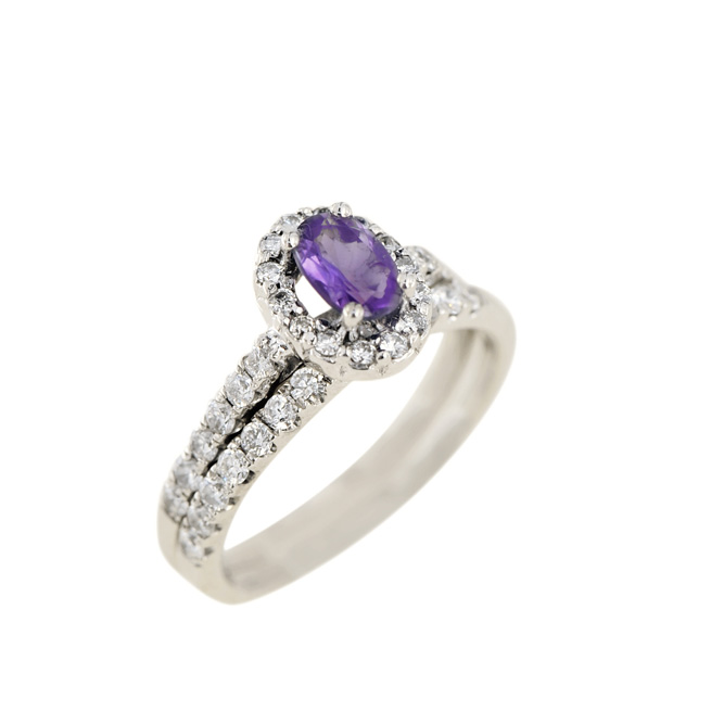 1JDR0922173 Custom Diamond & Purple Amethyst Ring